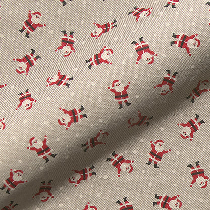 Christmas Linen Look Printed Panama Fabric | Cotton Rich 55" (140cm) Wide 205gsm Craft & Home Décor Material – Sold by the Meter