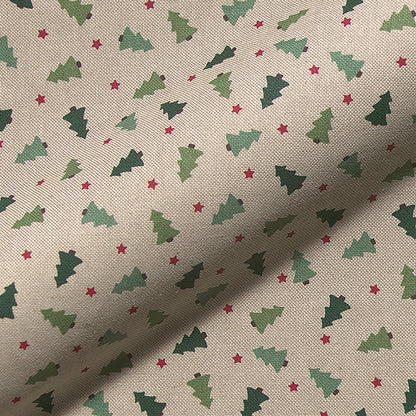 Christmas Linen Look Printed Panama Fabric | Cotton Rich 55" (140cm) Wide 205gsm Craft & Home Décor Material – Sold by the Meter