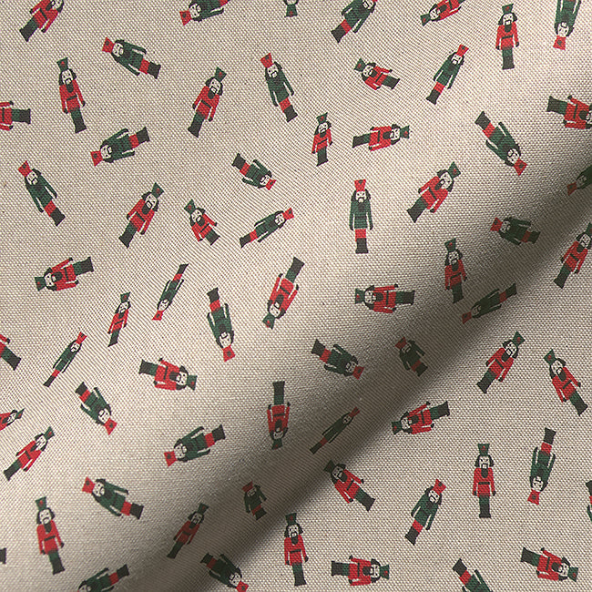 Christmas Linen Look Printed Panama Fabric | Cotton Rich 55