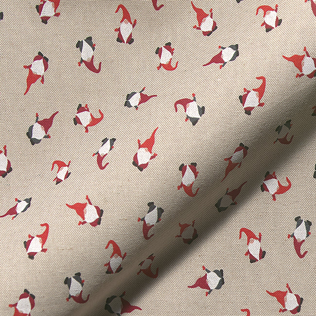 Christmas Linen Look Printed Panama Fabric | Cotton Rich 55