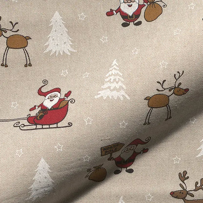 Christmas Linen Look Printed Panama Fabric | Cotton Rich 55" (140cm) Wide 205gsm Craft & Home Décor Material – Sold by the Meter