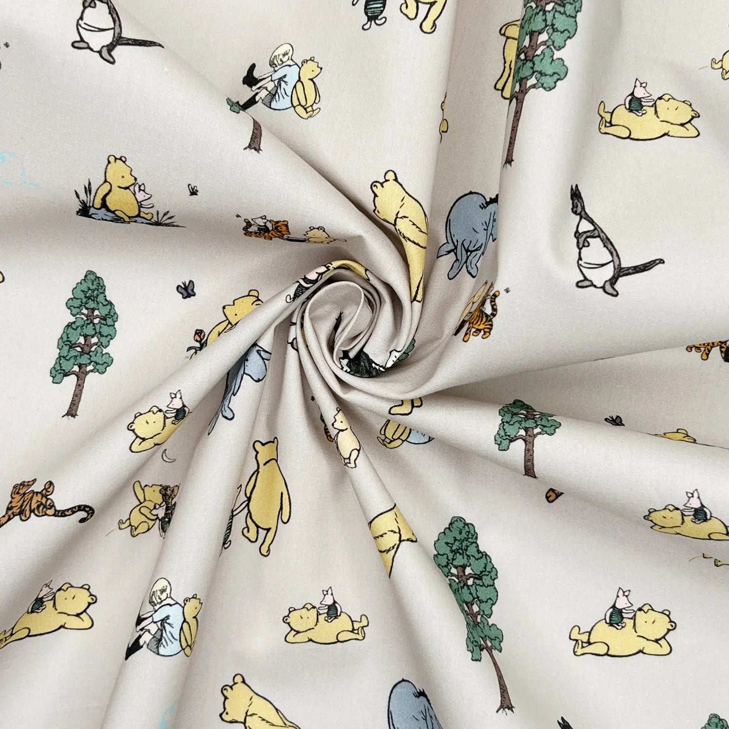 Winnie the Pooh Cotton Percale Fabric | Lightweight 200 Thread Count 100% Cotton 44