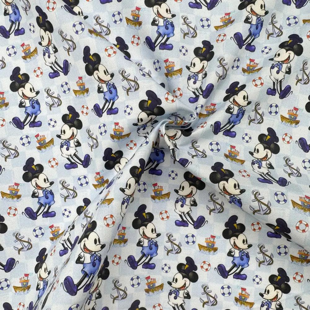 Steamboat Willie Cotton Percale Fabric | Lightweight 200 Thread Count 100% Cotton 44