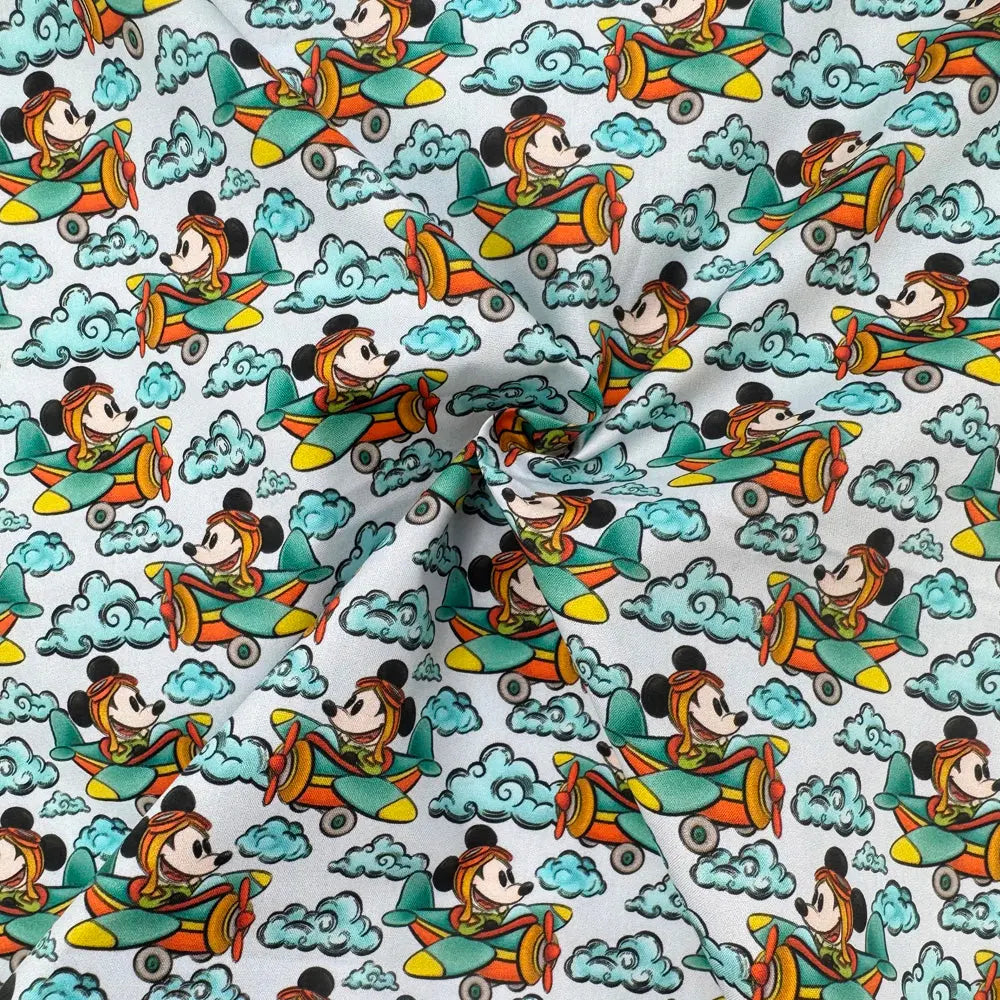 Steamboat Willie Cotton Percale Fabric | Lightweight 200 Thread Count 100% Cotton 44