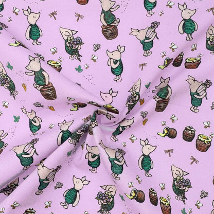Winnie the Pooh Cotton Percale Fabric | Lightweight 200 Thread Count 100% Cotton 44" (112cm) Wide Dressmaking & Craft Fabric – Sold by the Meter