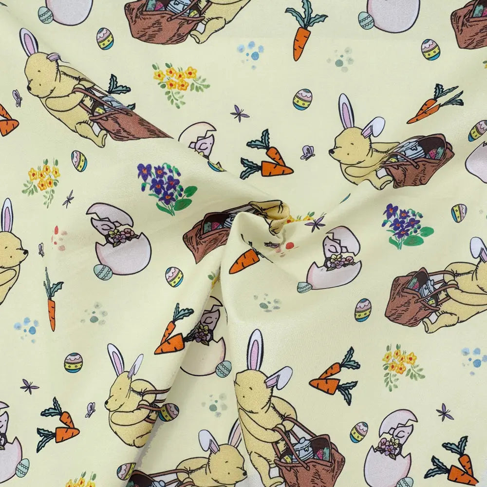 Winnie the Pooh Cotton Percale Fabric | Lightweight 200 Thread Count 100% Cotton 44
