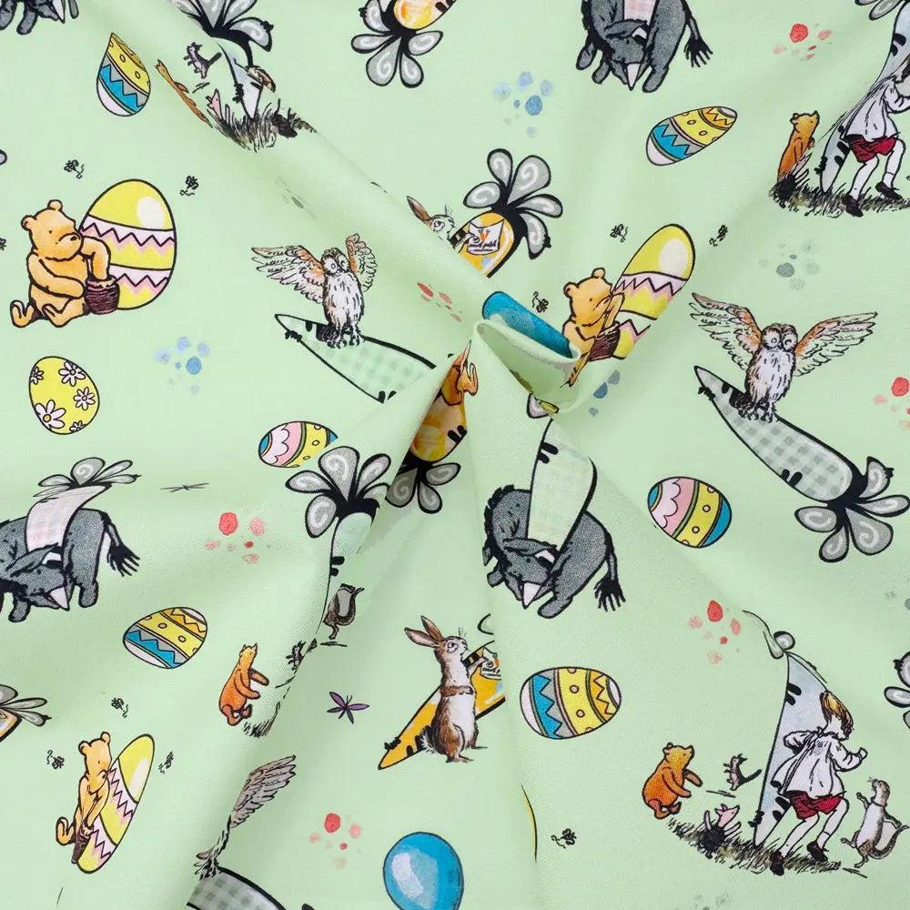 Winnie the Pooh Cotton Percale Fabric | Lightweight 200 Thread Count 100% Cotton 44