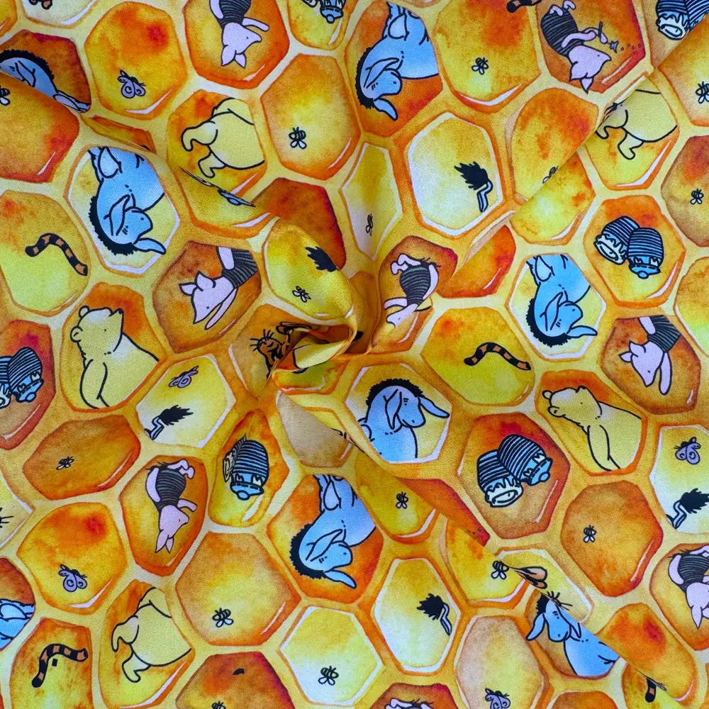 Winnie the Pooh Cotton Percale Fabric | Lightweight 200 Thread Count 100% Cotton 44