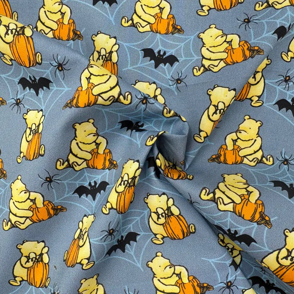 Winnie the Pooh Cotton Percale Fabric | Lightweight 200 Thread Count 100% Cotton 44" (112cm) Wide Dressmaking & Craft Fabric – Sold by the Meter