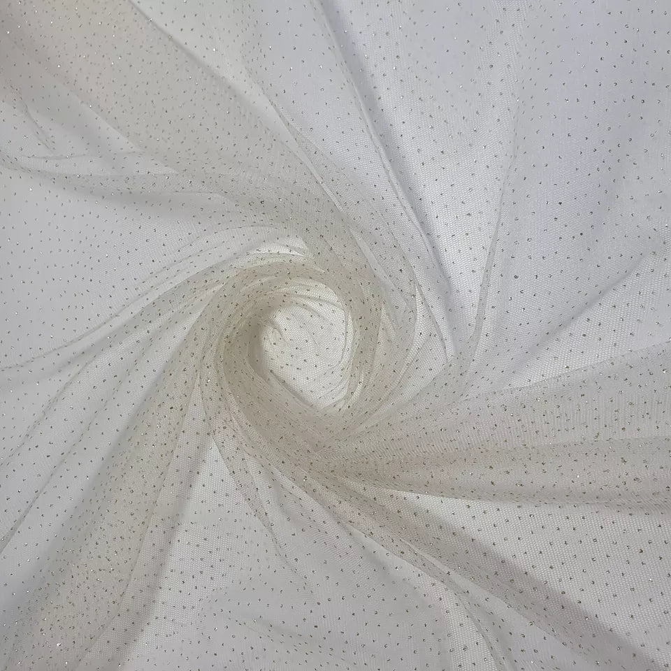 Premium Zari Glitter Soft Mesh Net Fabric – 58" Wide Dress & Craft Material, Sold by the Meter