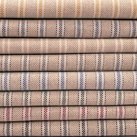 280cm Wide Cotton Rich Linen Ticking Stripe Fabric | Extra Wide Upholstery & Craft Fabric 110" (280cm) – Sold by the Meter