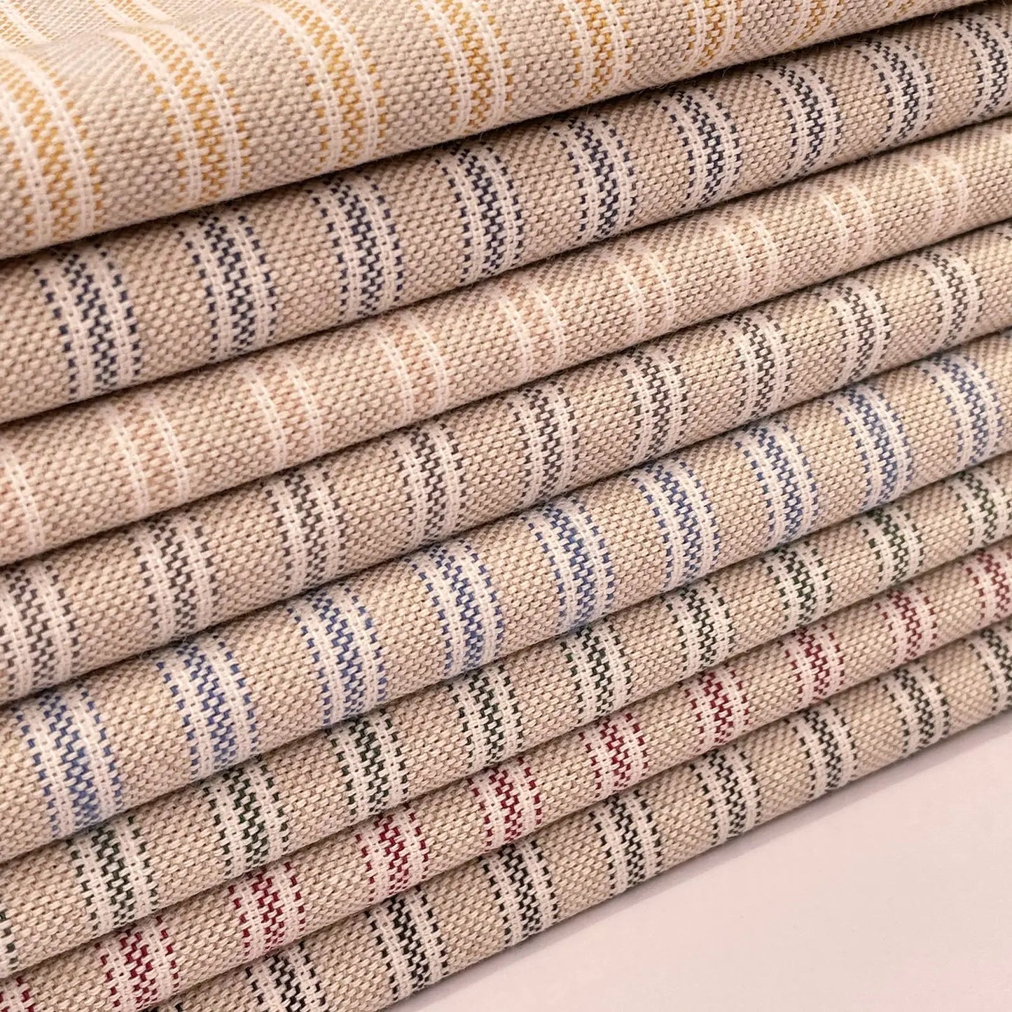 280cm Wide Cotton Rich Linen Ticking Stripe Fabric | Extra Wide Upholstery & Craft Fabric 110" (280cm) – Sold by the Meter