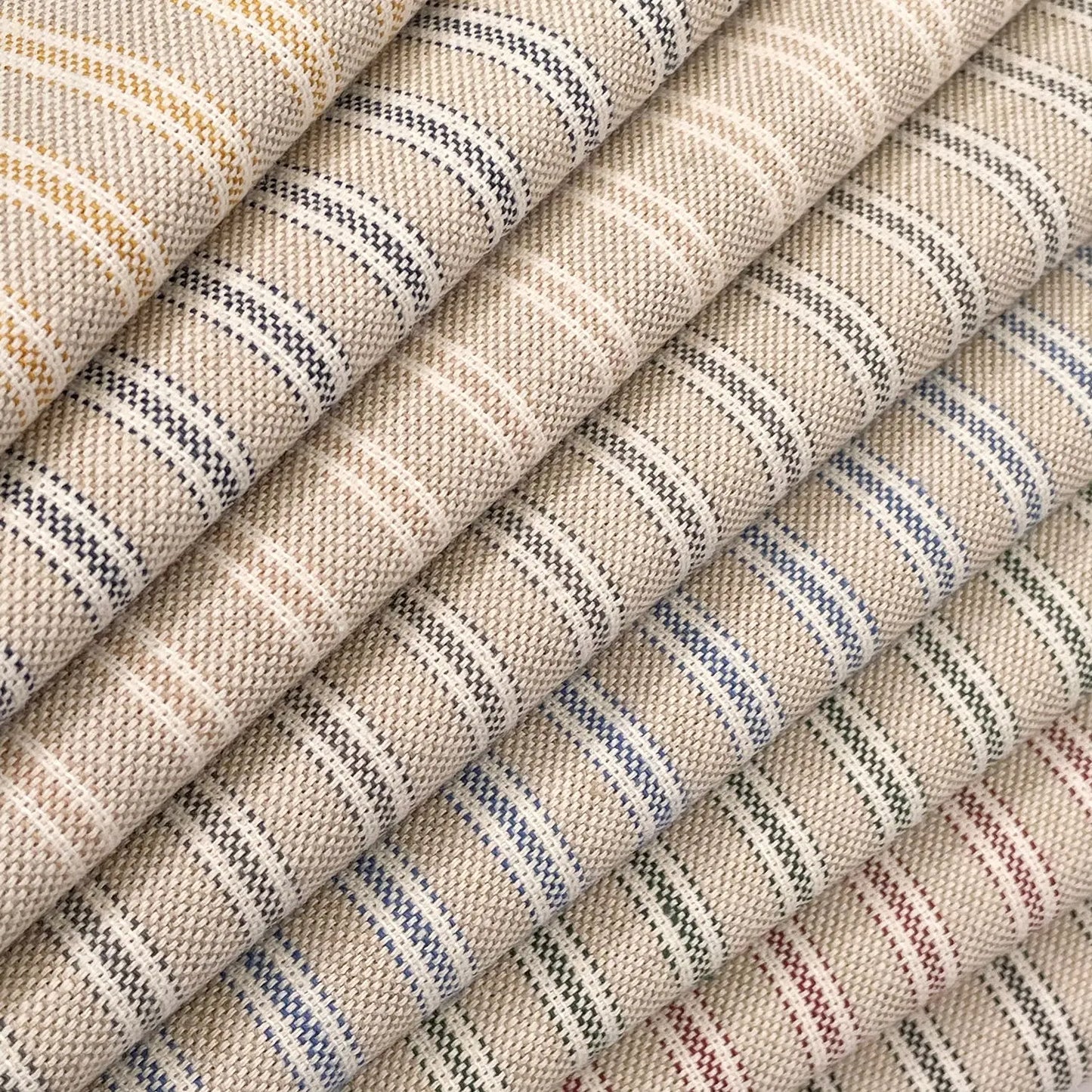 280cm Wide Cotton Rich Linen Ticking Stripe Fabric | Extra Wide Upholstery & Craft Fabric 110" (280cm) – Sold by the Meter