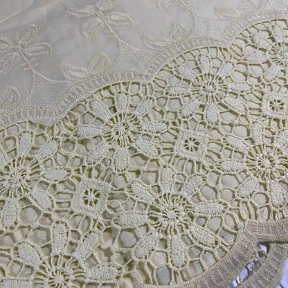 Cotton Floral Embroidery Fabric Lace Broderie Anglaise Dress Craft Material 44"
