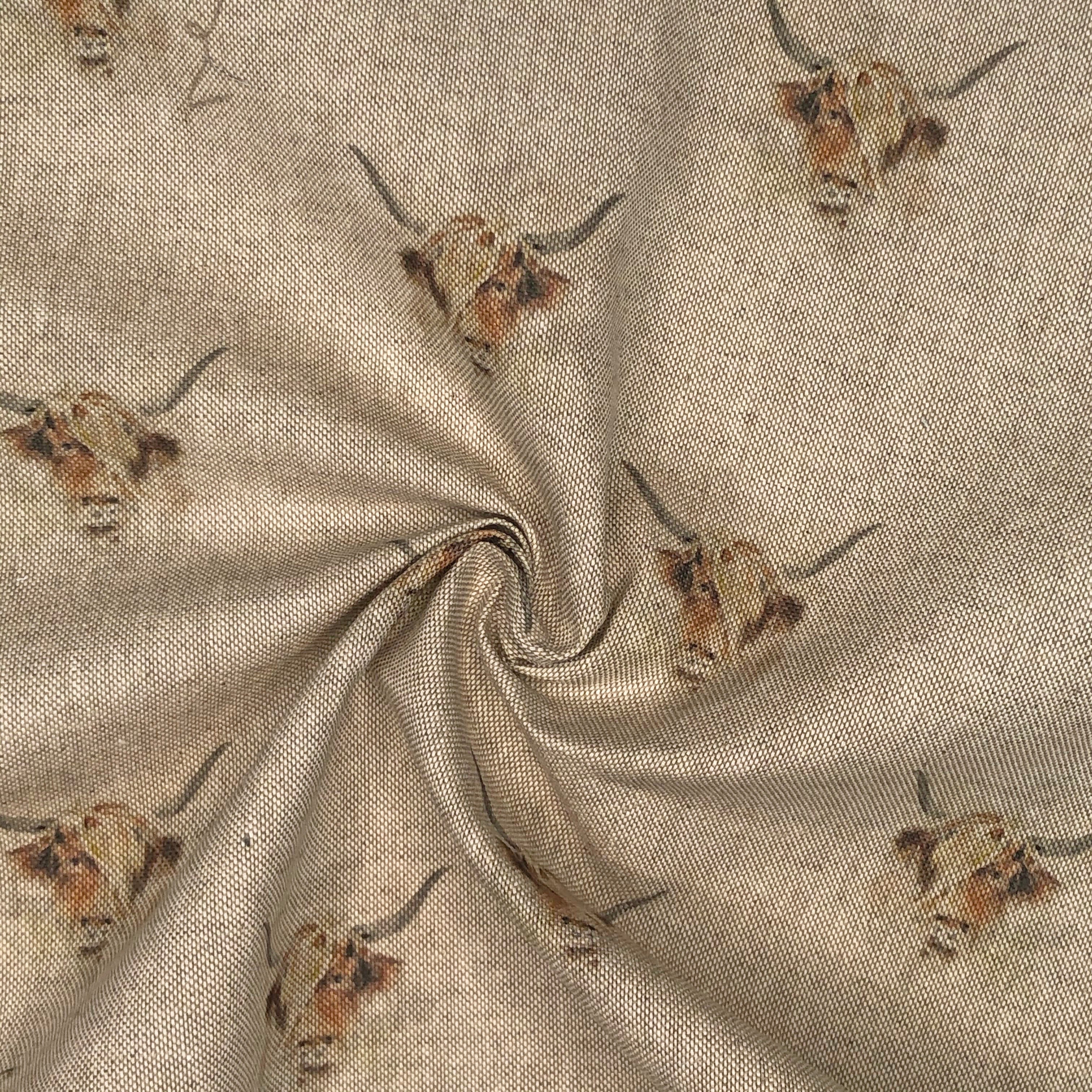 Cotton Rich Linen Look Digitally Printed Panama Fabric | 55