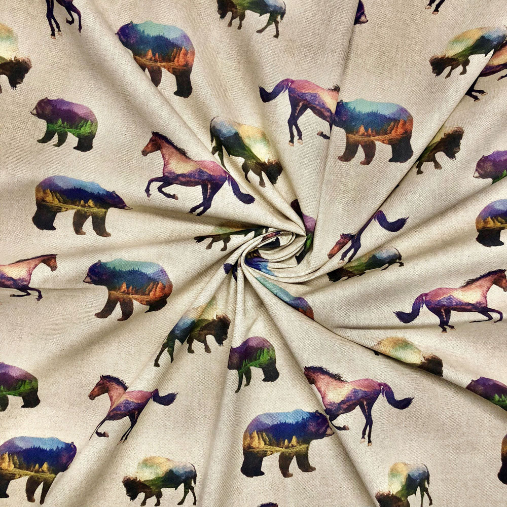 Cotton Rich Linen Look Printed Panama Fabric | 55