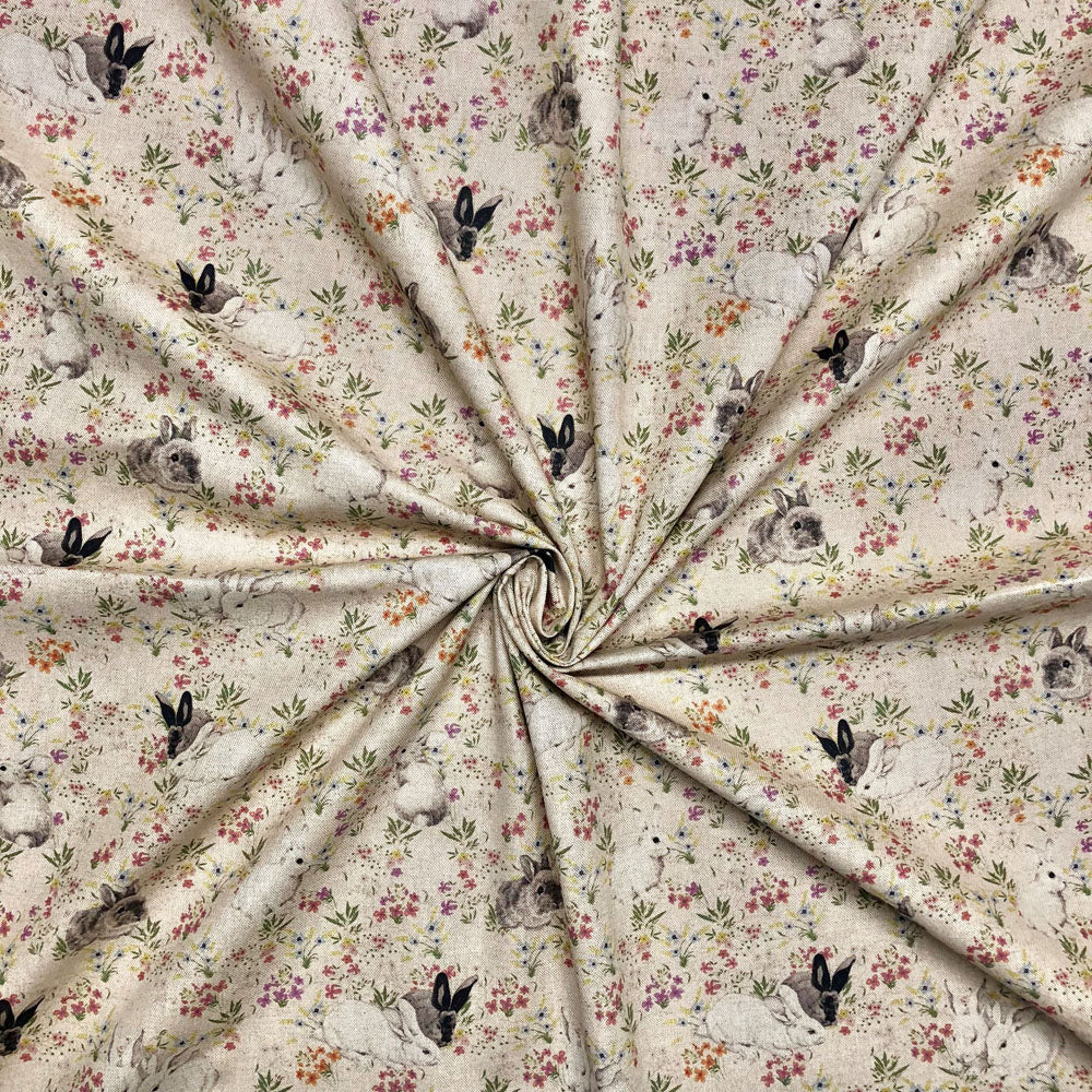 Cotton Rich Linen Look Printed Panama Fabric | 55