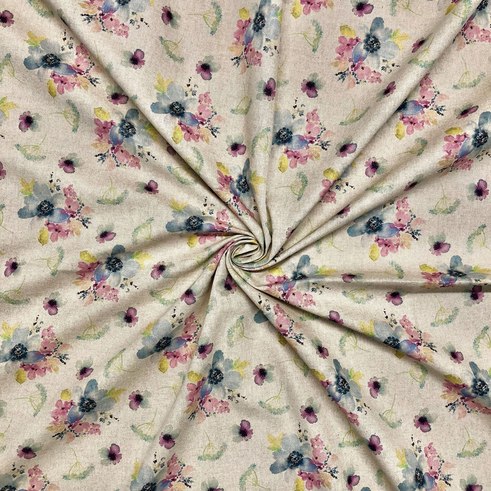 Cotton Rich Linen Look Printed Panama Fabric | 55" (140cm) Wide 200gsm Craft & Home Décor Fabric – Sold by the Meter