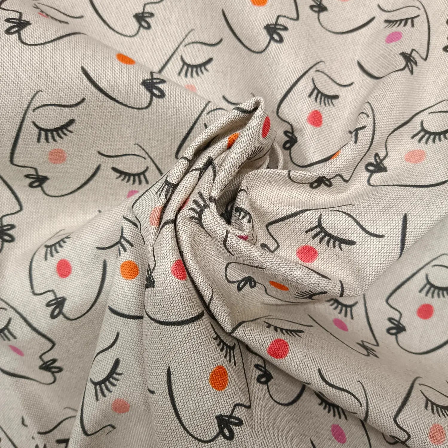 Cotton Rich Linen Look Printed Panama Fabric | 55" (140cm) Wide 200gsm Craft & Home Décor Fabric – Sold by the Meter