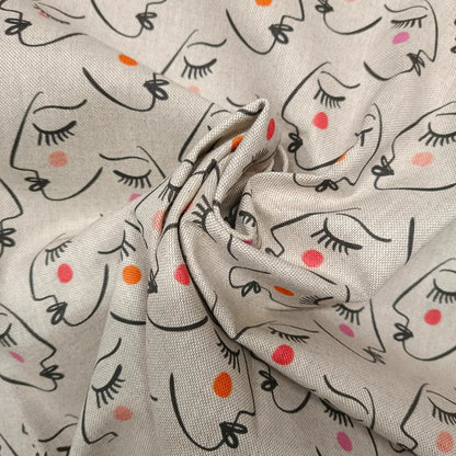 Cotton Rich Linen Look Printed Panama Fabric | 55" (140cm) Wide 200gsm Craft & Home Décor Fabric – Sold by the Meter