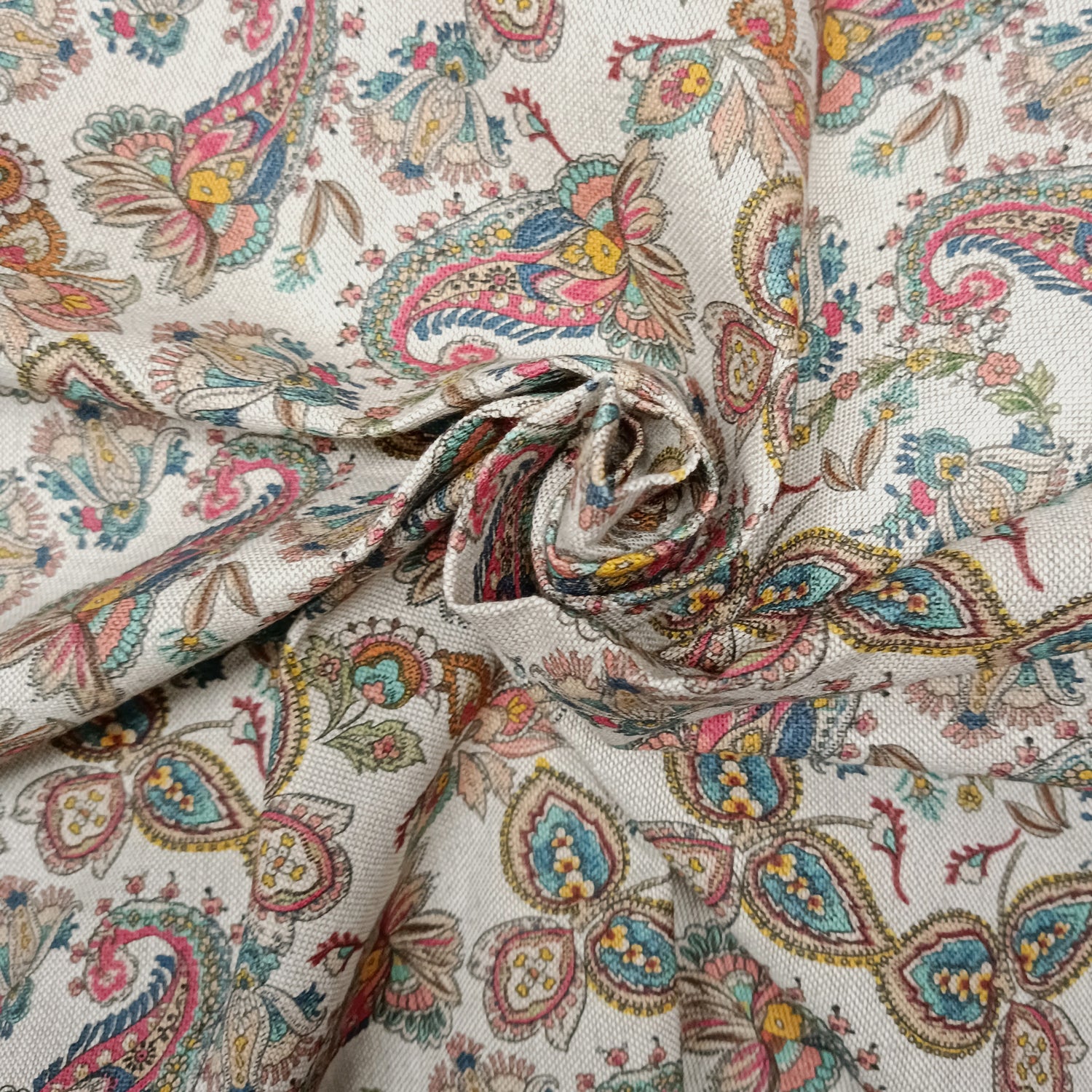Cotton Rich Linen Look Printed Panama Fabric | 55