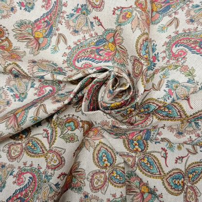 Cotton Rich Linen Look Printed Panama Fabric | 55" (140cm) Wide 200gsm Craft & Home Décor Fabric – Sold by the Meter