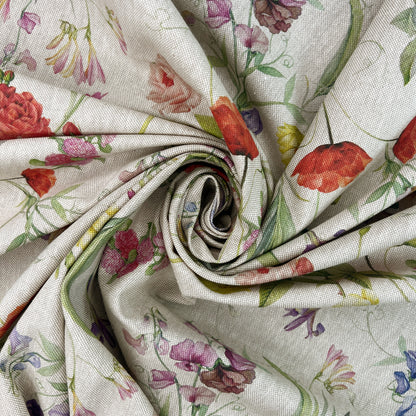 Cotton Rich Linen Look Printed Panama Fabric | 55" (140cm) Wide 200gsm Craft & Home Décor Fabric – Sold by the Meter