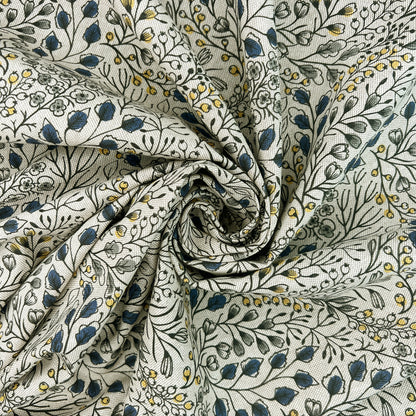 Cotton Rich Linen Look Printed Panama Fabric | 55" (140cm) Wide 200gsm Craft & Home Décor Fabric – Sold by the Meter