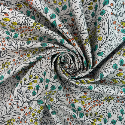 Cotton Rich Linen Look Printed Panama Fabric | 55" (140cm) Wide 200gsm Craft & Home Décor Fabric – Sold by the Meter