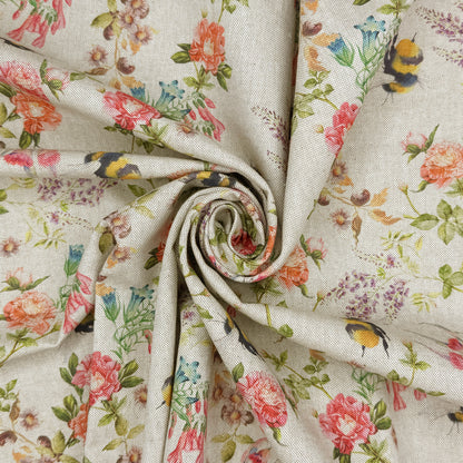 Cotton Rich Linen Look Printed Panama Fabric | 55" (140cm) Wide 200gsm Craft & Home Décor Fabric – Sold by the Meter