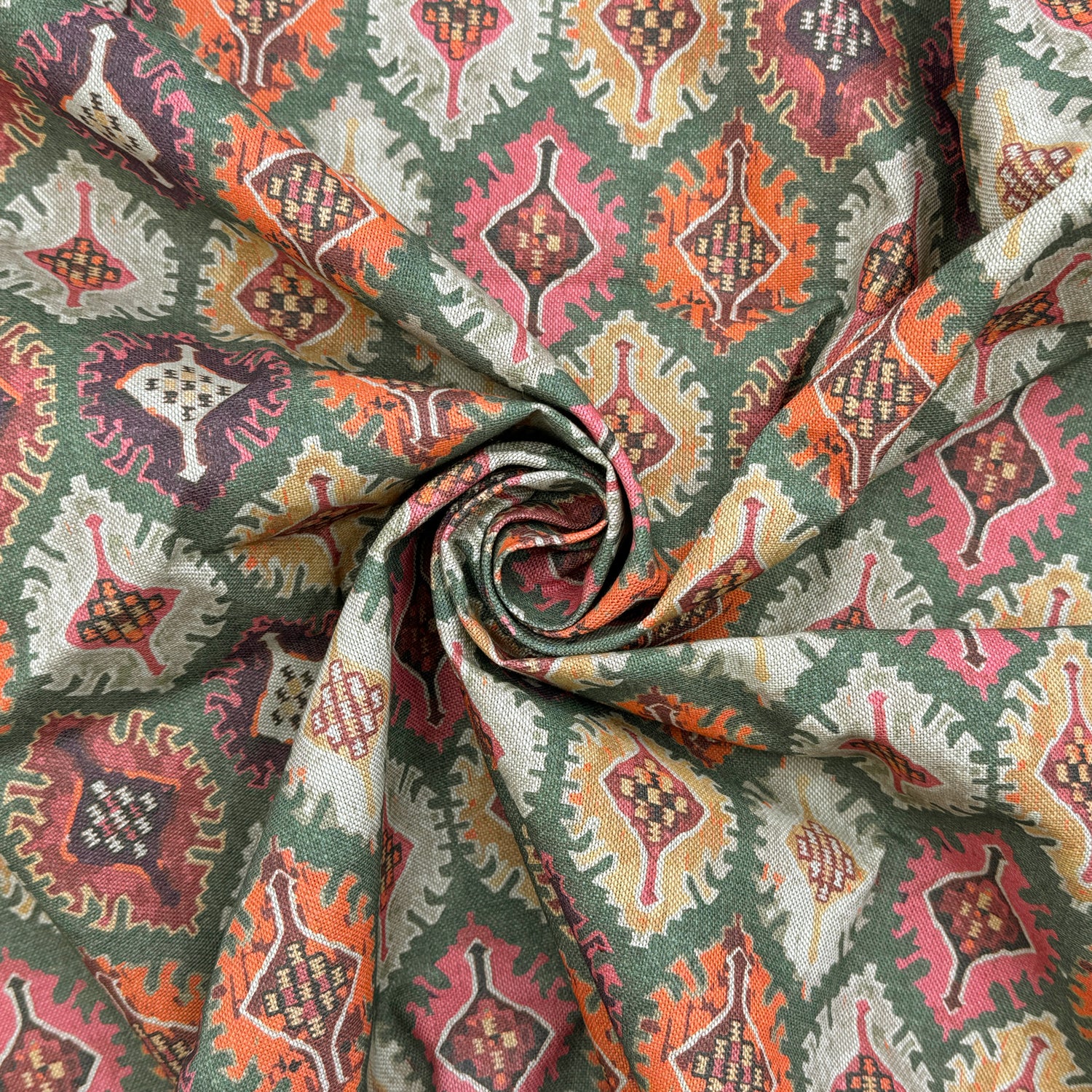 Cotton Rich Linen Look Printed Panama Fabric | 55