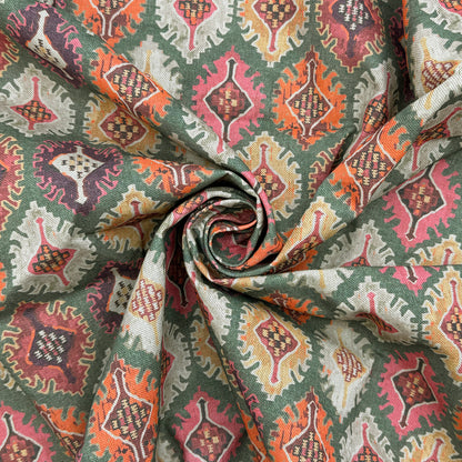 Cotton Rich Linen Look Printed Panama Fabric | 55" (140cm) Wide 200gsm Craft & Home Décor Fabric – Sold by the Meter