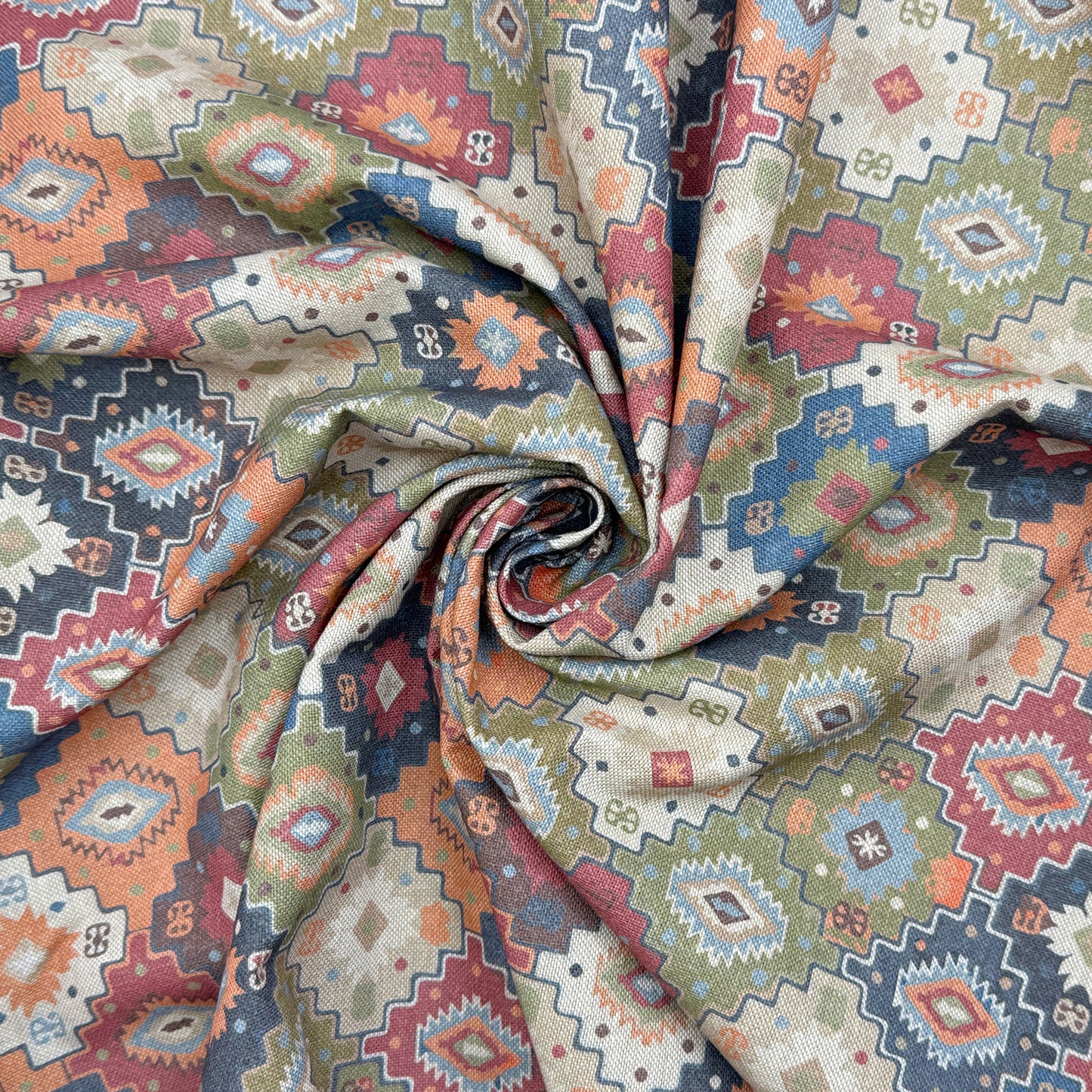 Cotton Rich Linen Look Printed Panama Fabric | 55" (140cm) Wide 200gsm Craft & Home Décor Fabric – Sold by the Meter