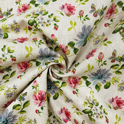 Cotton Rich Linen Look Printed Panama Fabric | 55" (140cm) Wide 200gsm Craft & Home Décor Fabric – Sold by the Meter