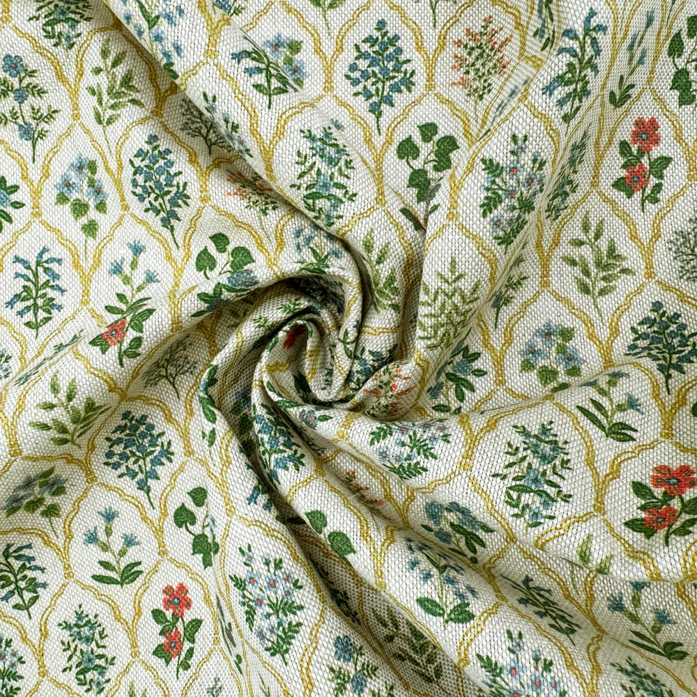 Cotton Rich Linen Look Printed Panama Fabric | 55