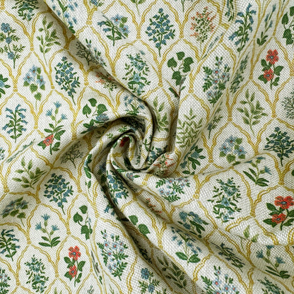 Cotton Rich Linen Look Printed Panama Fabric | 55" (140cm) Wide 200gsm Craft & Home Décor Fabric – Sold by the Meter