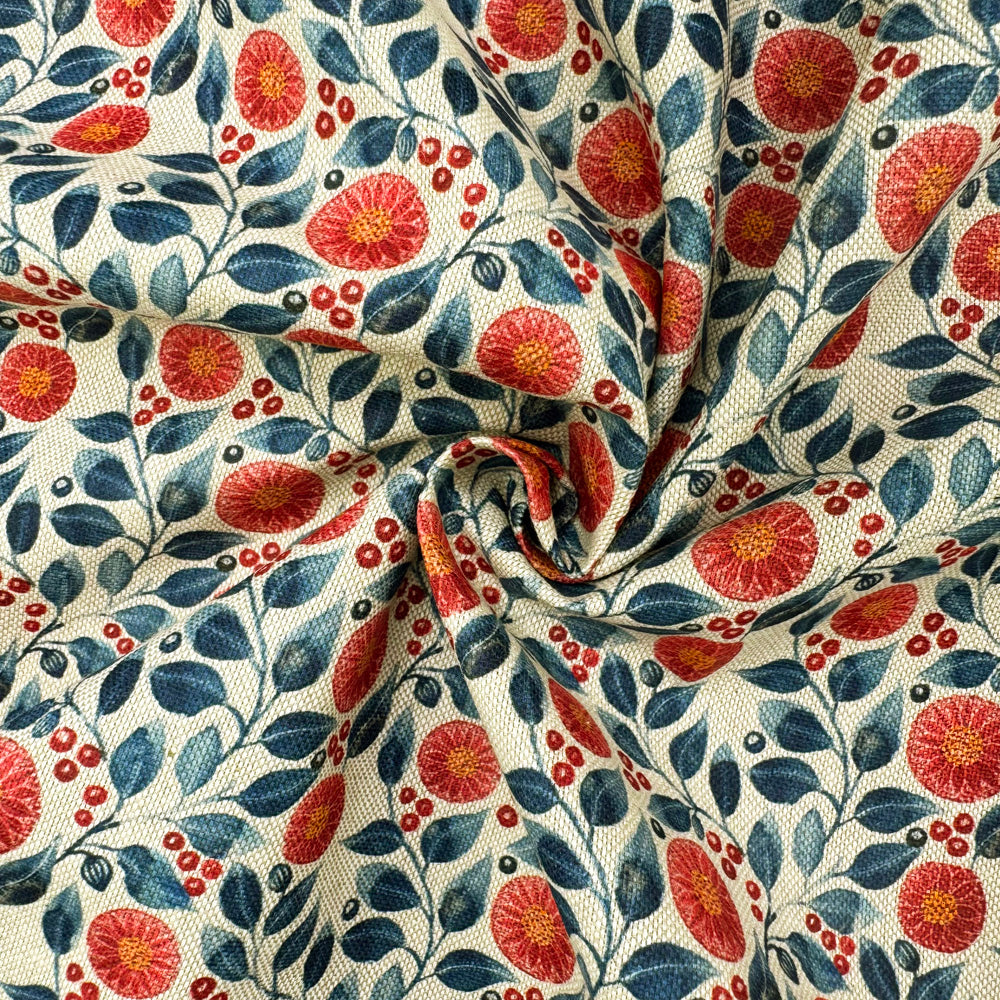 Cotton Rich Linen Look Printed Panama Fabric | 55