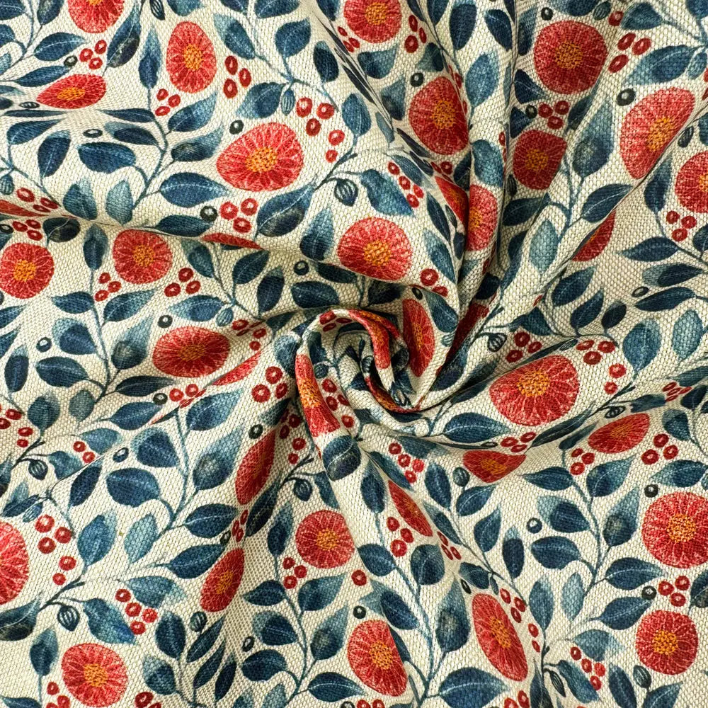 Cotton Rich Linen Look Printed Panama Fabric | 55" (140cm) Wide 200gsm Craft & Home Décor Fabric – Sold by the Meter
