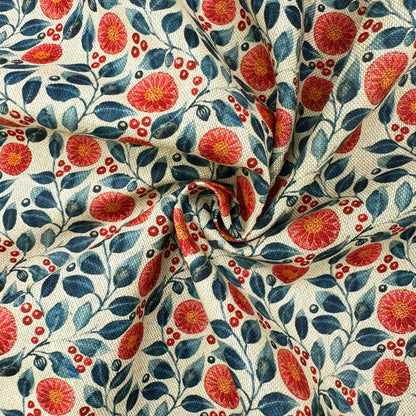 Cotton Rich Linen Look Printed Panama Fabric | 55" (140cm) Wide 200gsm Craft & Home Décor Fabric – Sold by the Meter