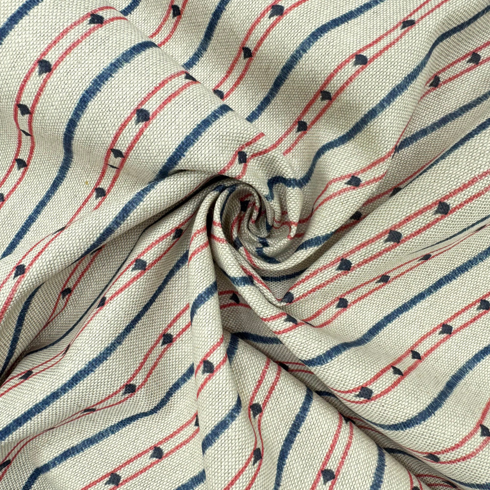 Cotton Rich Linen Look Printed Panama Fabric | 55" (140cm) Wide 200gsm Craft & Home Décor Fabric – Sold by the Meter