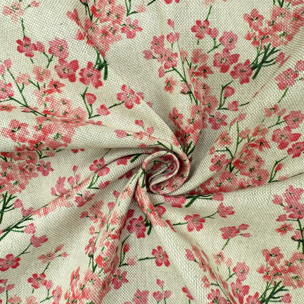 Cotton Rich Linen Look Printed Panama Fabric | 55
