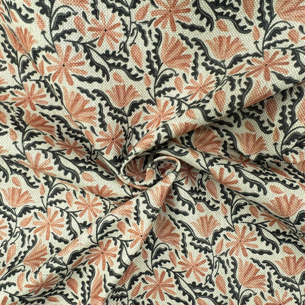 Cotton Rich Linen Look Printed Panama Fabric | 55