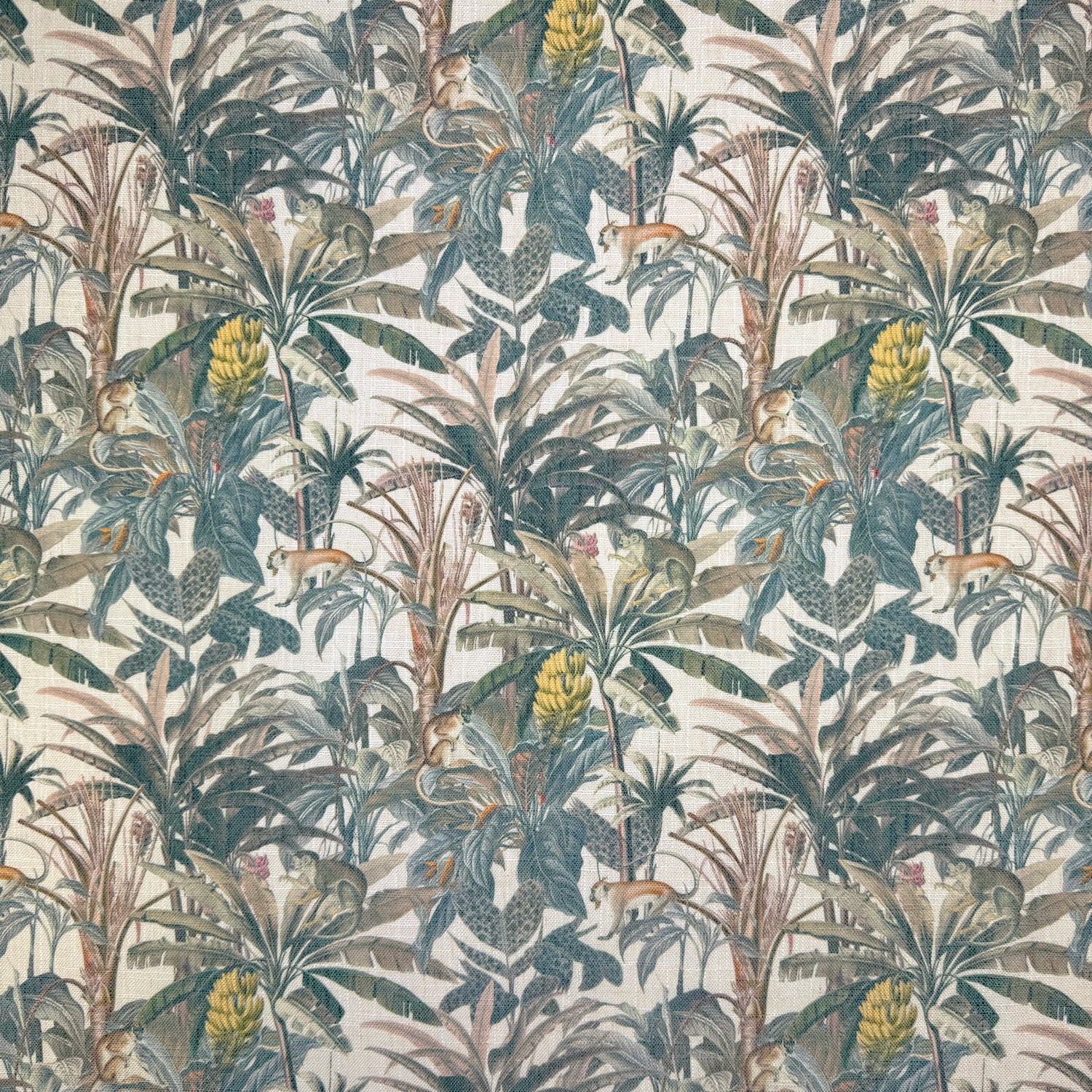 Printed Linen Look Upholstery Fabric | Heavyweight Linen Blend 55