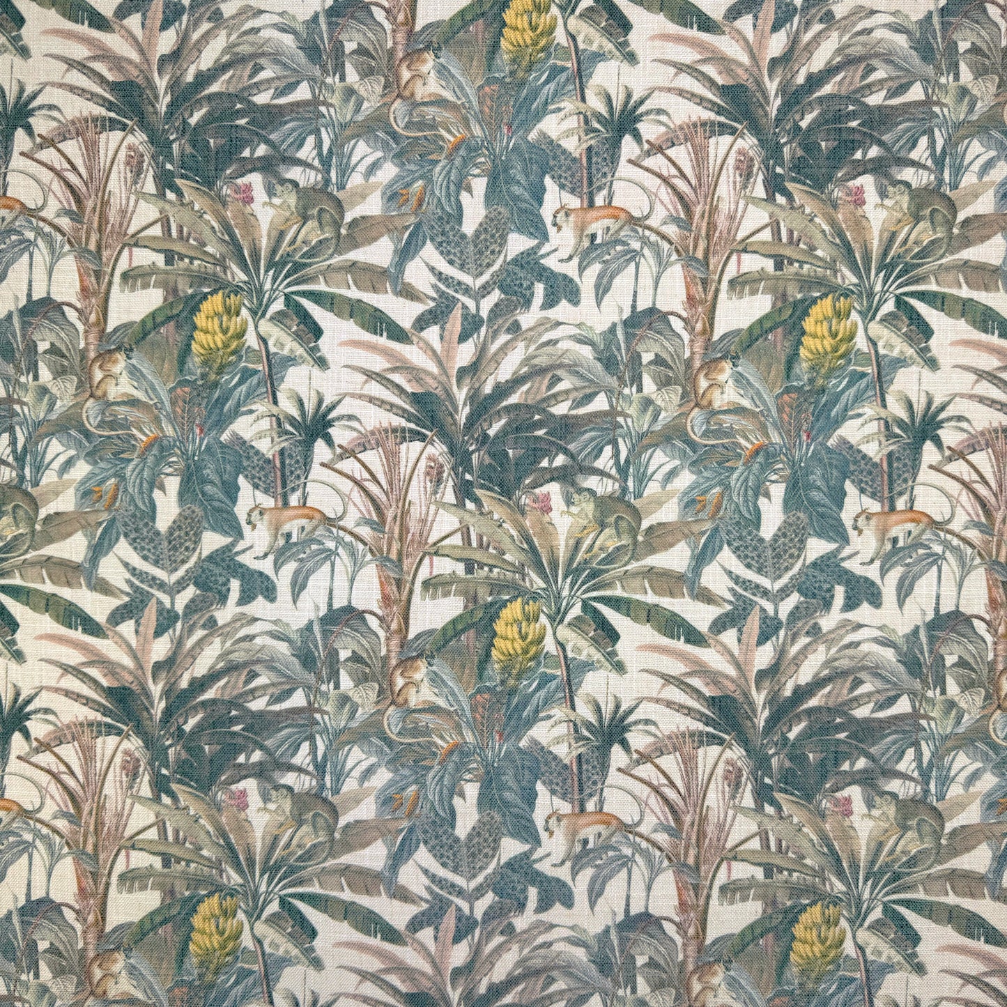 Printed Linen Look Upholstery Fabric | Heavyweight Linen Blend 55" (140cm) Wide Curtains, Blinds & Furnishing Fabric – Sold by the Meter