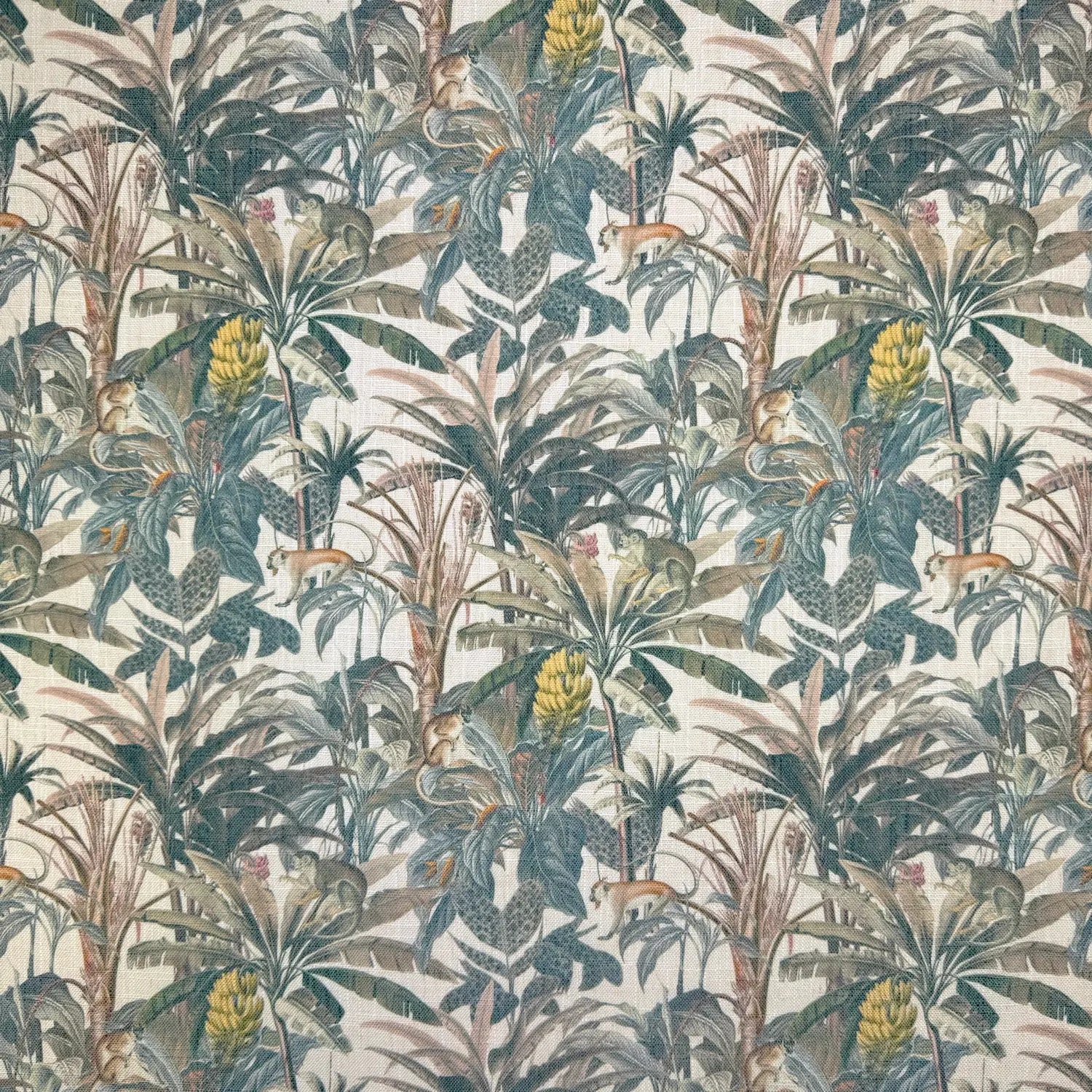 Printed Linen Look Upholstery Fabric | Heavyweight Linen Blend 55" (140cm) Wide Curtains, Blinds & Furnishing Fabric – Sold by the Meter