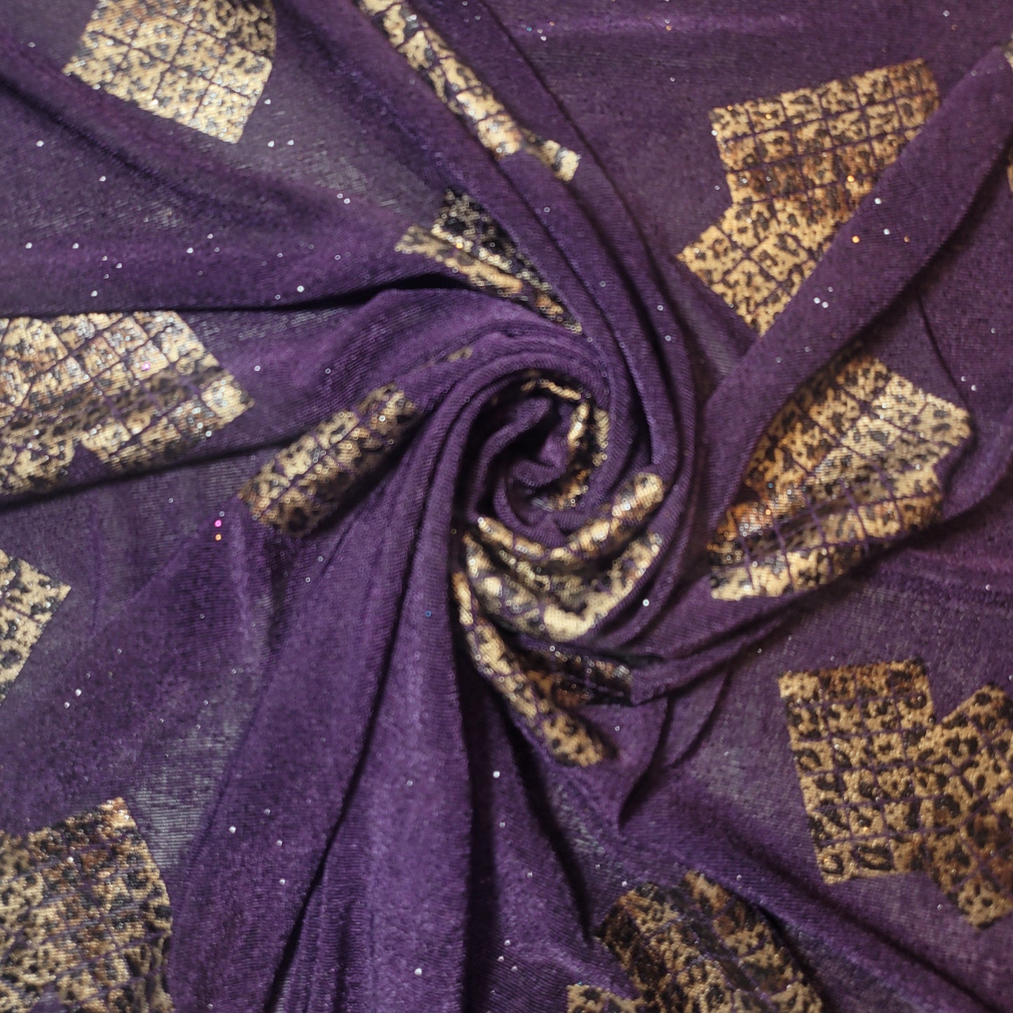 Leopard Foil ITY Lycra Elastane Fabric – 58" Wide Dress & Craft Material by the Meter
