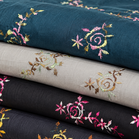 Luxury Embroidered Cotton Lawn Fabric Floral Dress Making Craft Material 58" Wide Sold By The Metre