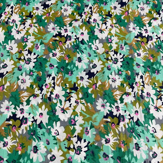 FLORAL COTTON POPLIN FABRIC Rose & Hubble Roses Ditsy Flower MATERIAL 58" Meter
