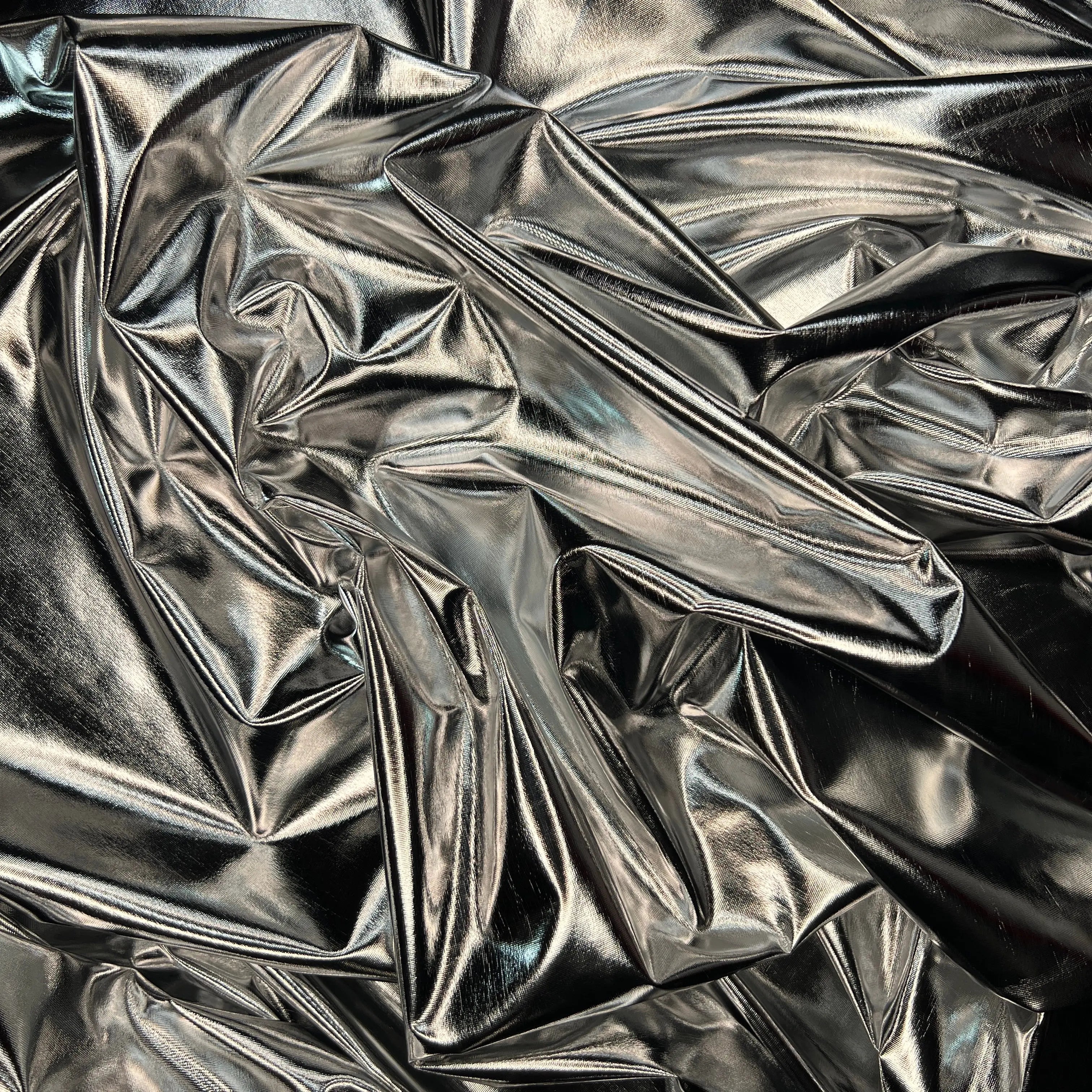Stretchy Metallic Look Foil Jersey Fabric | Soft Shiny Jersey 58