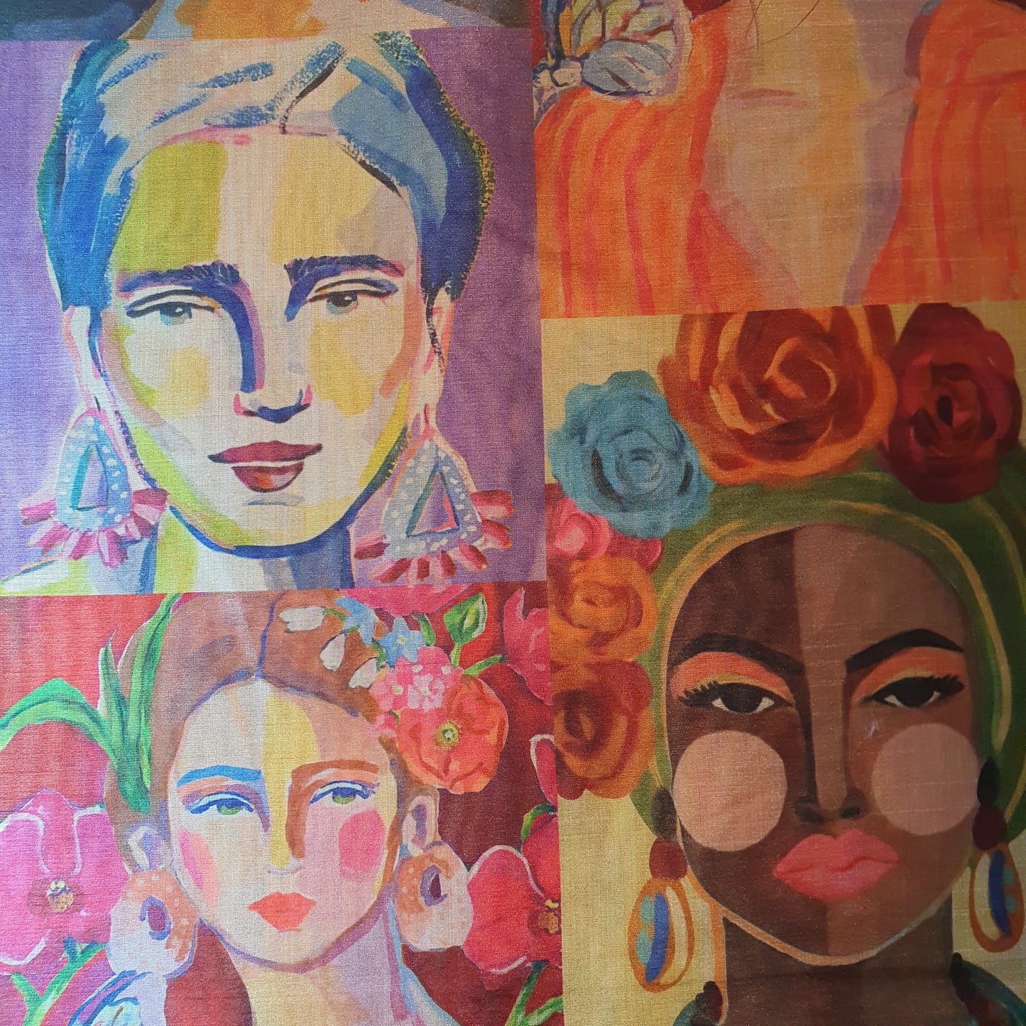 Polyester Faux Raw Silk Digital Print Fabric – 44" Wide Floral, Abstract & Frida Kahlo Inspired Dress, Craft & Quilting